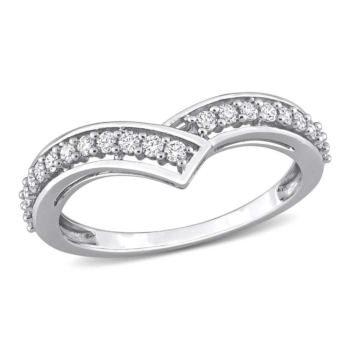 Miadora 1/3ct TDW Diamond Contour Stackable Anniversary Wedding band in 10k White Gold sold by Zulily product image thumbnail 2