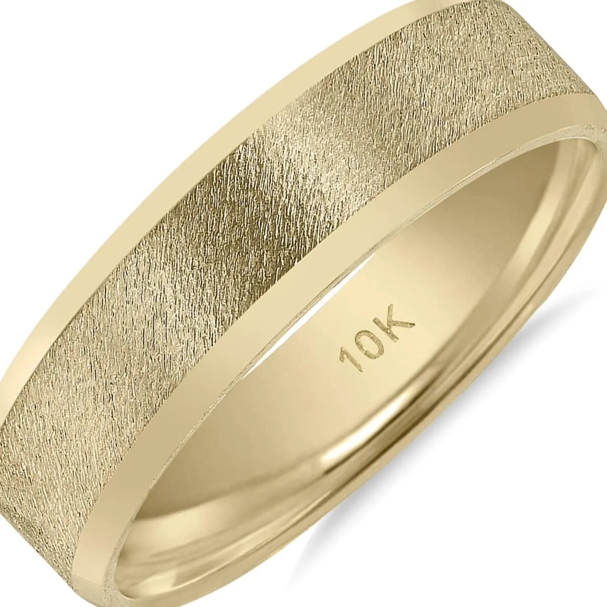 Men's 6mm Stone Finish Wedding Band in 10K Yellow Gold sold by Zulily product image thumbnail 3
