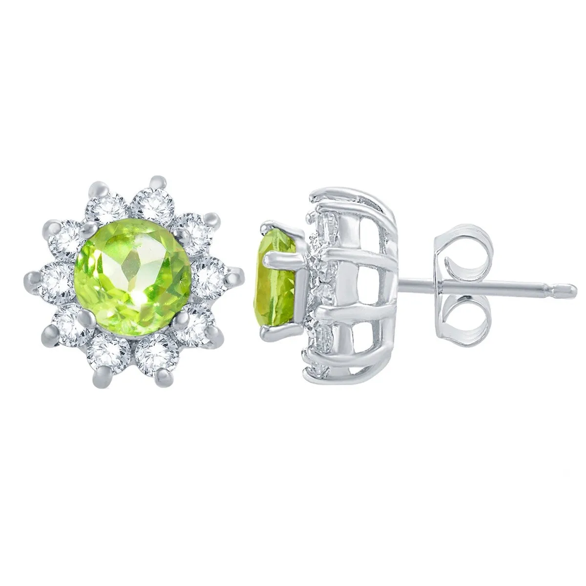 Sterling Silver Peridot and White Topaz Flower Stud Earring sold by Zulily product image thumbnail 2