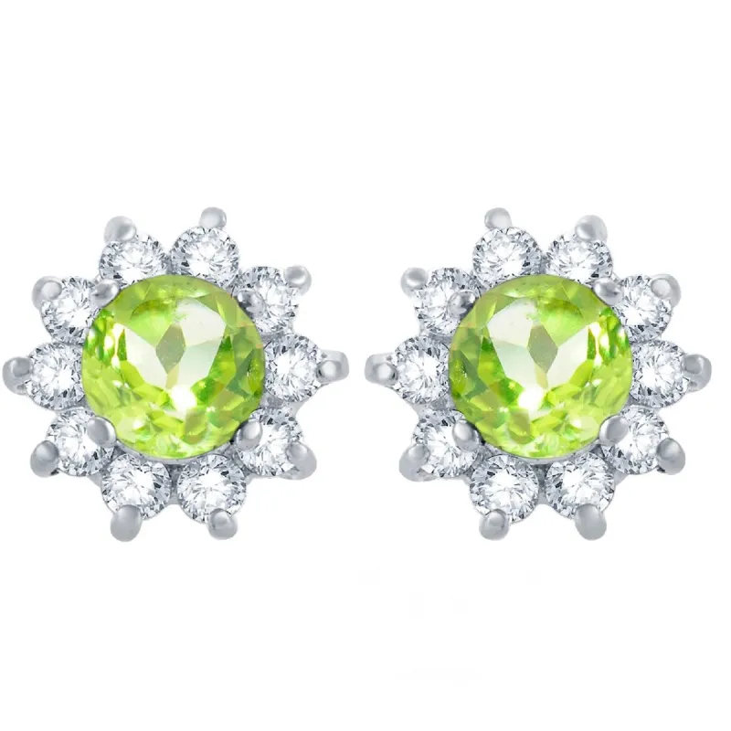Sterling Silver Peridot and White Topaz Flower Stud Earring sold by Zulily