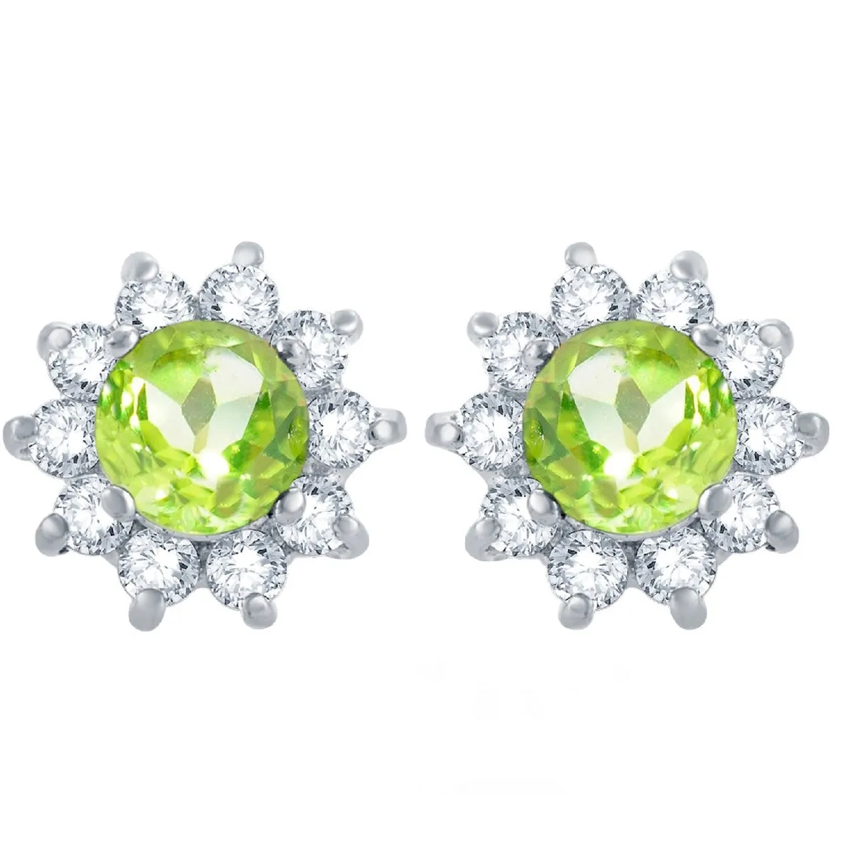 Sterling Silver Peridot and White Topaz Flower Stud Earring sold by Zulily