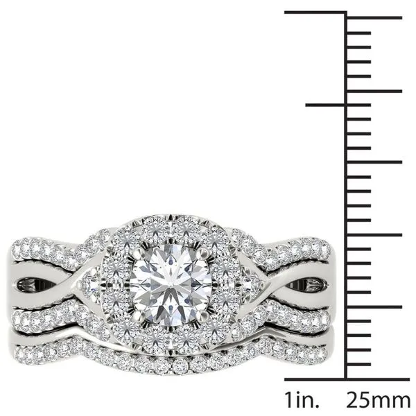 De Couer 14k White Gold 1 1/4ct TDW Diamond Halo Engagement Ring Set with One Band sold by Zulily product image thumbnail 4