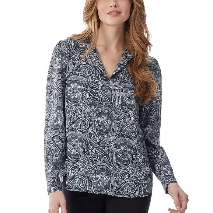 Jones New York Women's Simplified Utility Blouse Top Grey Size Large sold by Zulily