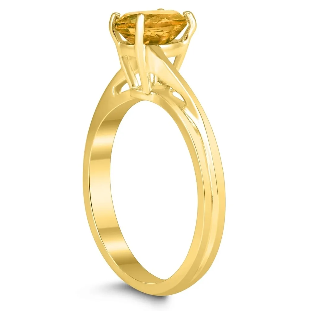 Solitaire Oval 7X5MM Citrine Gemstone Twist Ring in 10K Yellow Gold sold by Zulily product image thumbnail 2