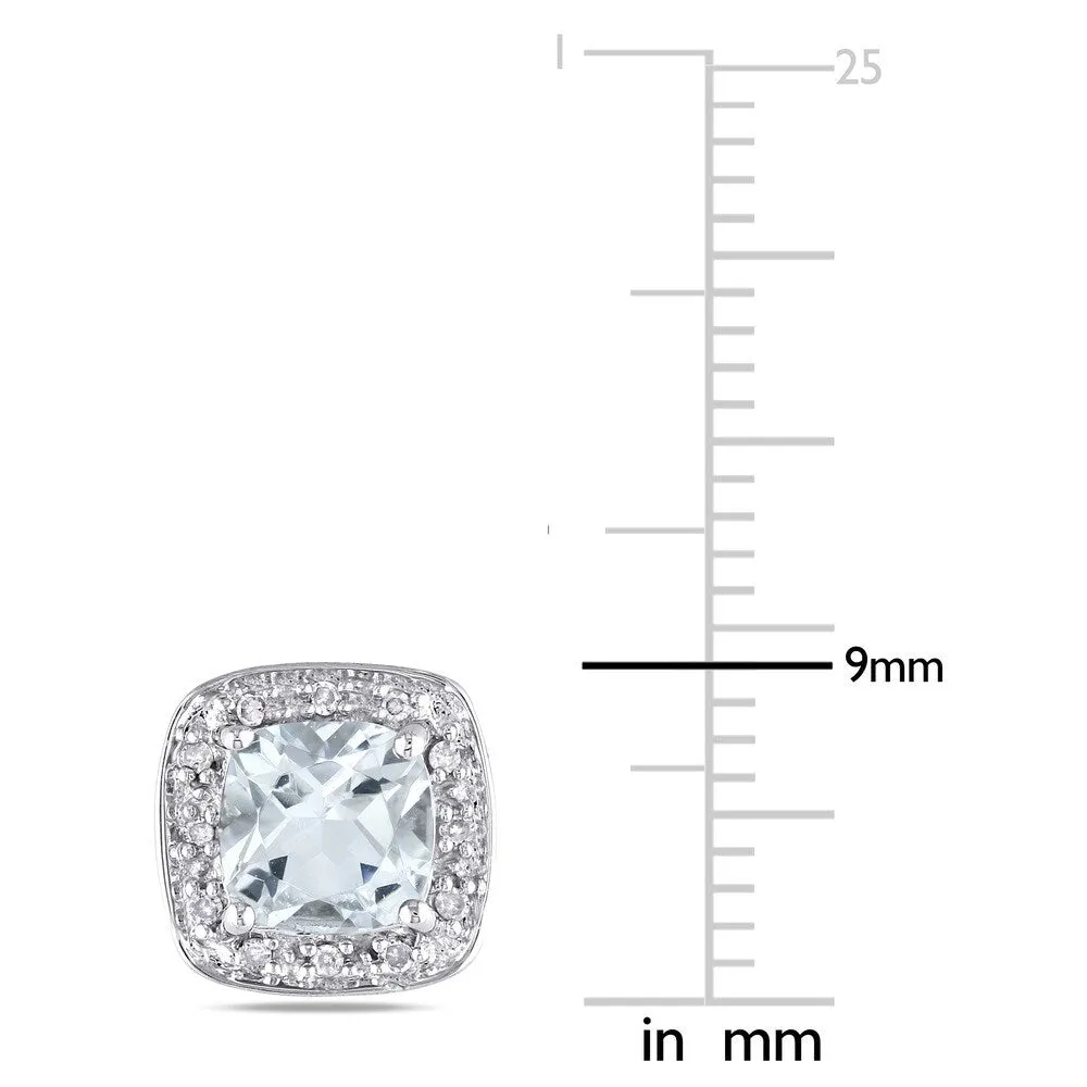Miadora 10k White Gold Aquamarine and 1/10ct TDW Earrings (H-I, I2-I3) sold by Zulily product image thumbnail 3