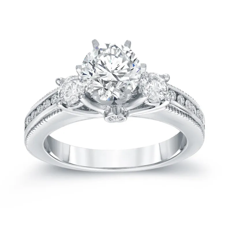 Auriya Vintage 1 1/2ct TDW Round 3-Stone Diamond Engagement Ring 14k Gold sold by Zulily