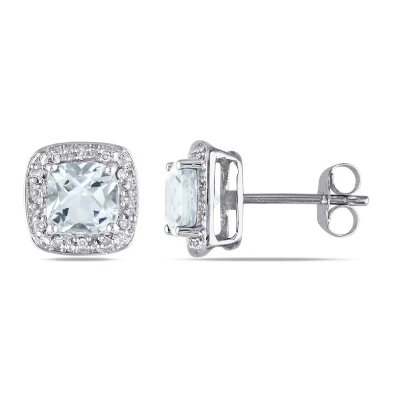 Miadora 10k White Gold Aquamarine and 1/10ct TDW Earrings (H-I, I2-I3) sold by Zulily