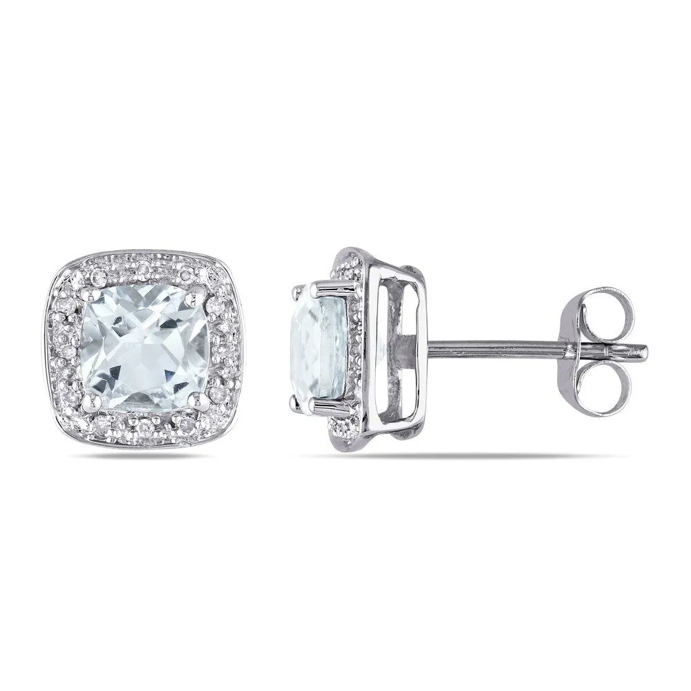 Miadora 10k White Gold Aquamarine and 1/10ct TDW Earrings (H-I, I2-I3) sold by Zulily