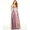 Blondie Nites Women's Side-Slit Halter Gown Purple Size Small sold by Zulily