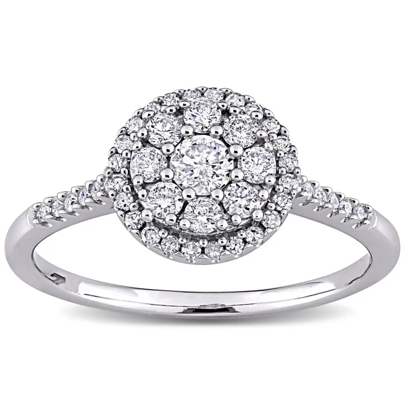1/2ct TDW Diamond Composite Round Halo Engagement Ring in 10k White Gold by Miadora sold by Zulily