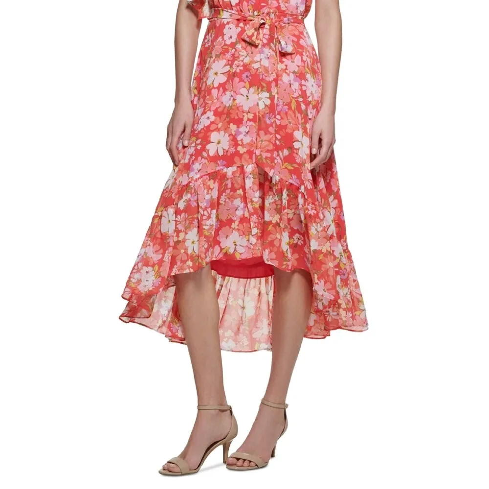 Vince Camuto Women's Floral One Shoulder High Low Dress Orange sold by Zulily product image thumbnail 3