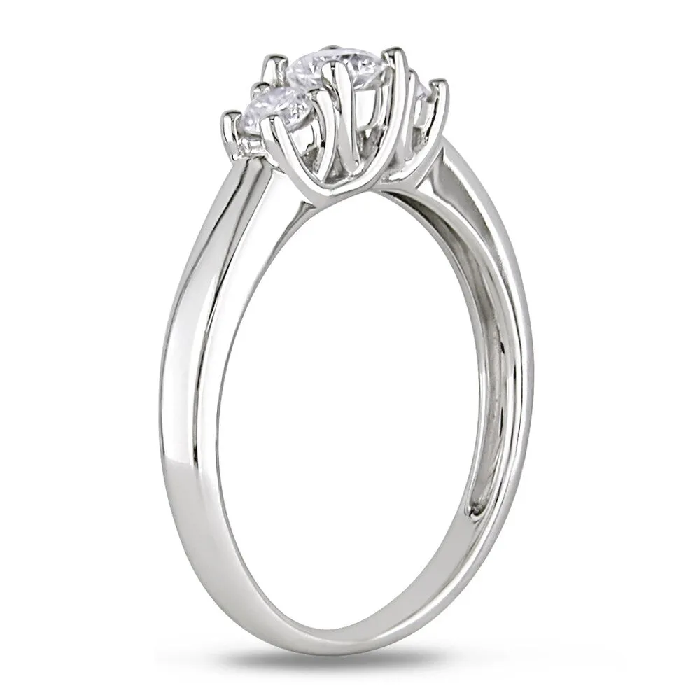 Miadora Signature Collection 14k White Gold 1/2ct TDW Certified Diamond Three-Stone Engagement Ring sold by Zulily product image thumbnail 2