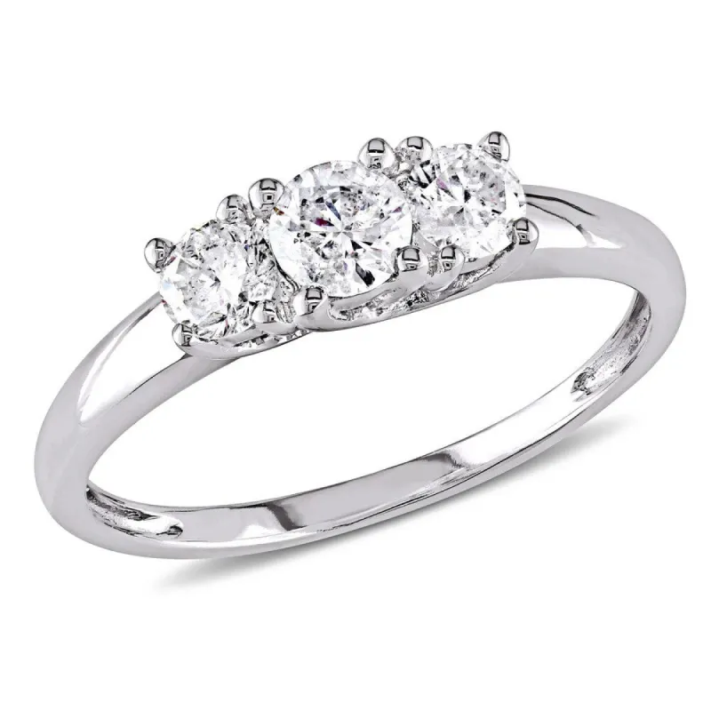 Miadora Signature Collection 14k White Gold 1/2ct TDW Certified Diamond Three-Stone Engagement Ring sold by Zulily