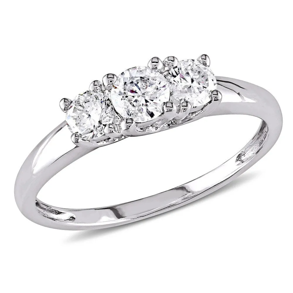 Miadora Signature Collection 14k White Gold 1/2ct TDW Certified Diamond Three-Stone Engagement Ring sold by Zulily