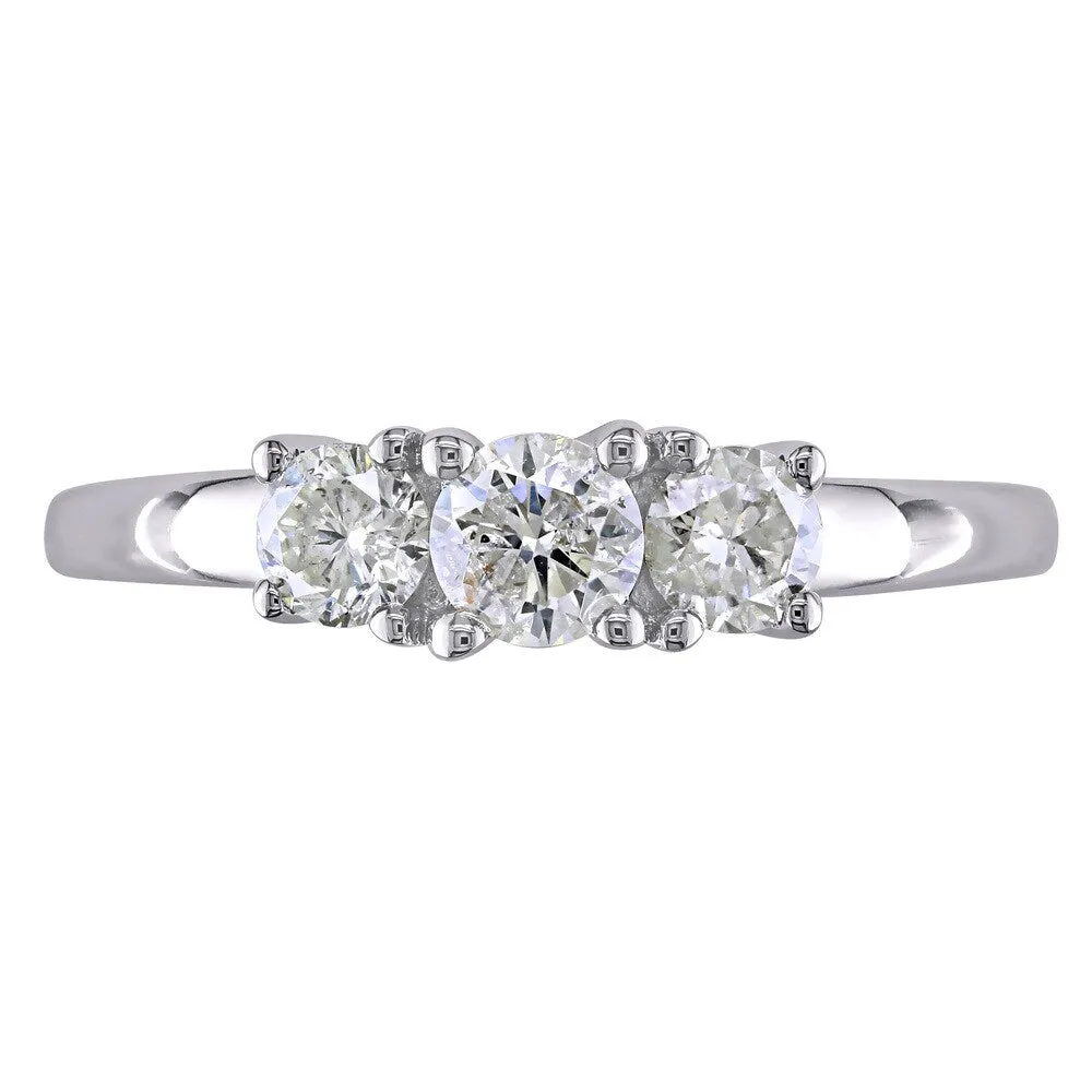 Miadora Signature Collection 14k White Gold 1/2ct TDW Certified Diamond Three-Stone Engagement Ring sold by Zulily product image thumbnail 4