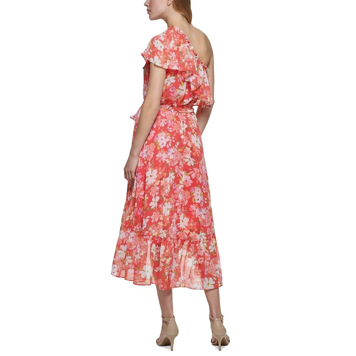 Vince Camuto Women's Floral One Shoulder High Low Dress Orange sold by Zulily product image thumbnail 5