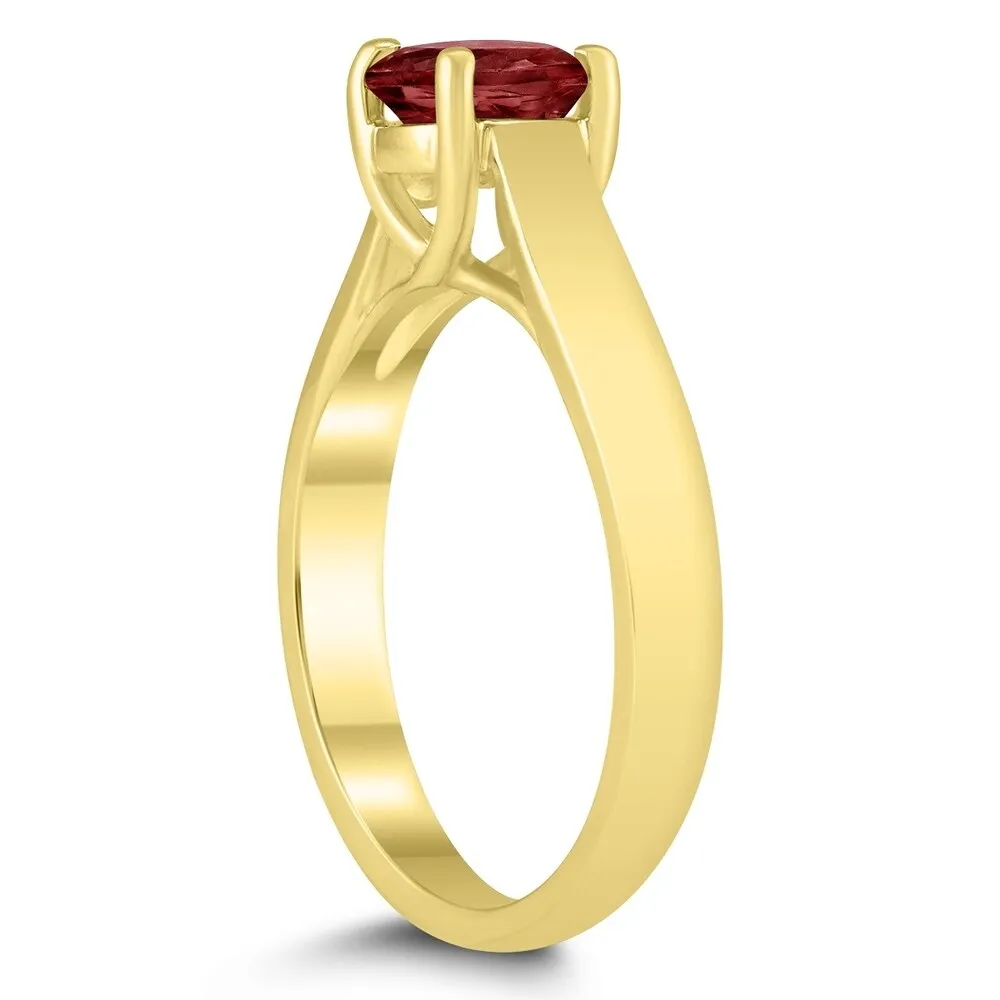 Round 6MM Garnet Cathedral Solitaire Ring in 10K Yellow Gold sold by Zulily product image thumbnail 2