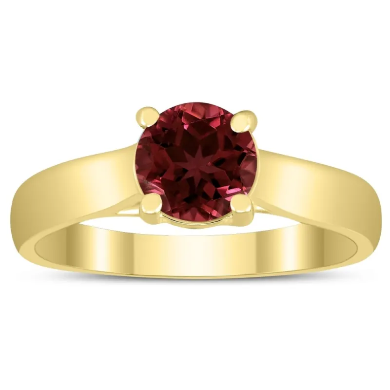 Round 6MM Garnet Cathedral Solitaire Ring in 10K Yellow Gold sold by Zulily