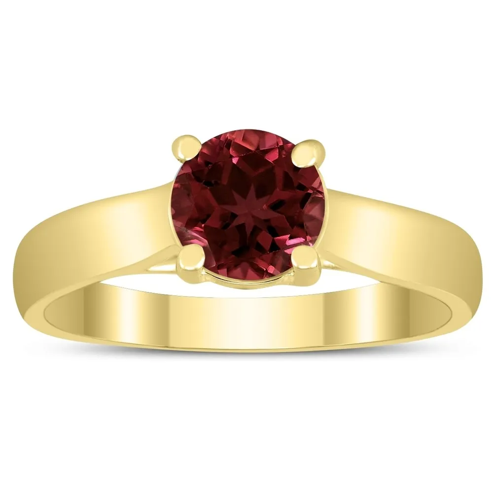 Round 6MM Garnet Cathedral Solitaire Ring in 10K Yellow Gold sold by Zulily