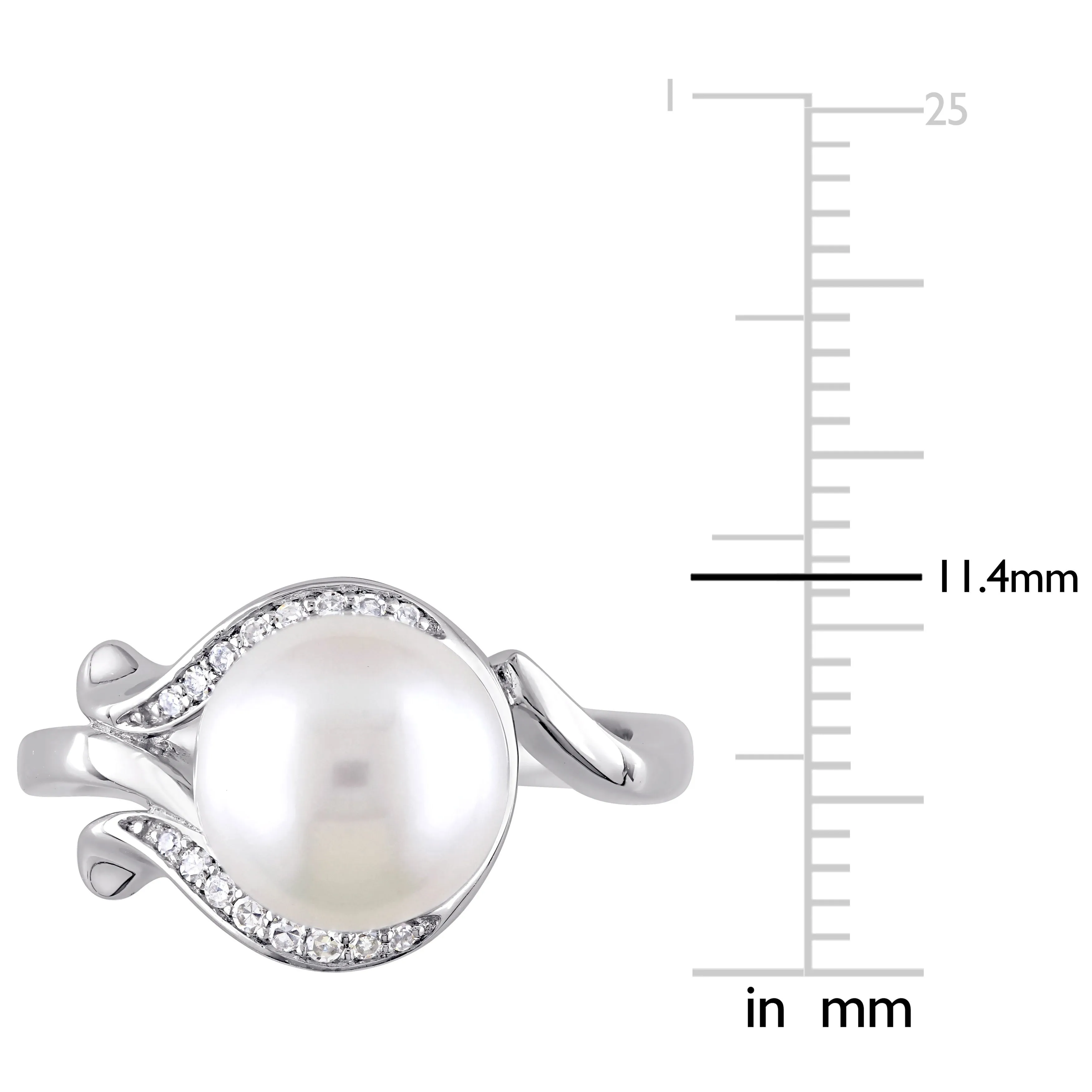Miadora 8.5-9mm Cultured Freshwater Pearl and Diamond Accent Ring in 10k White Gold sold by Zulily product image thumbnail 4