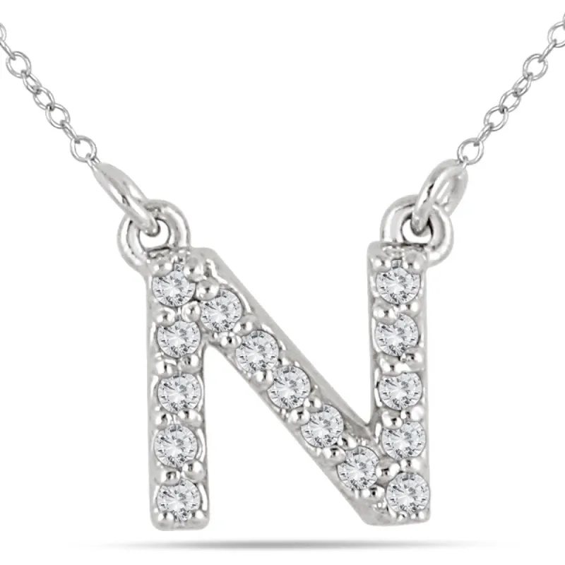 1/10 Carat TW N Initial Diamond Pendant in 10K White Gold sold by Zulily