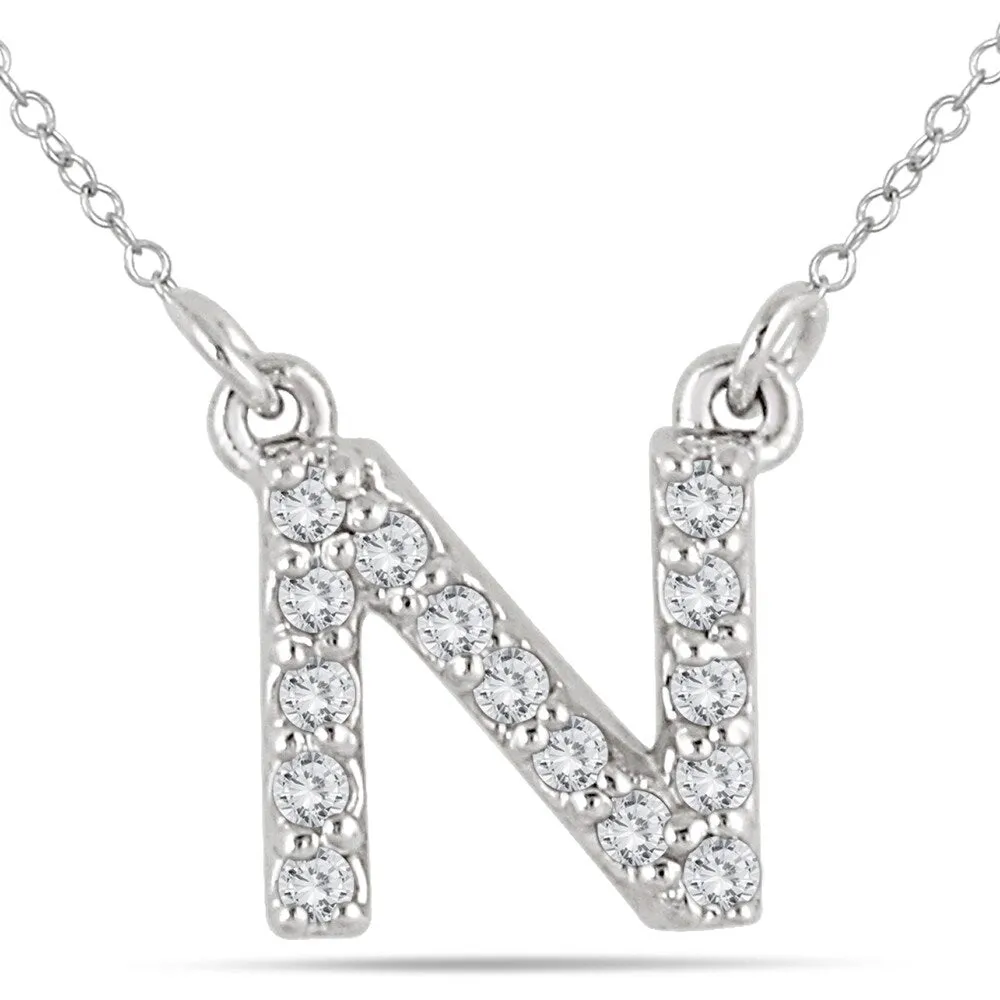 1/10 Carat TW N Initial Diamond Pendant in 10K White Gold sold by Zulily