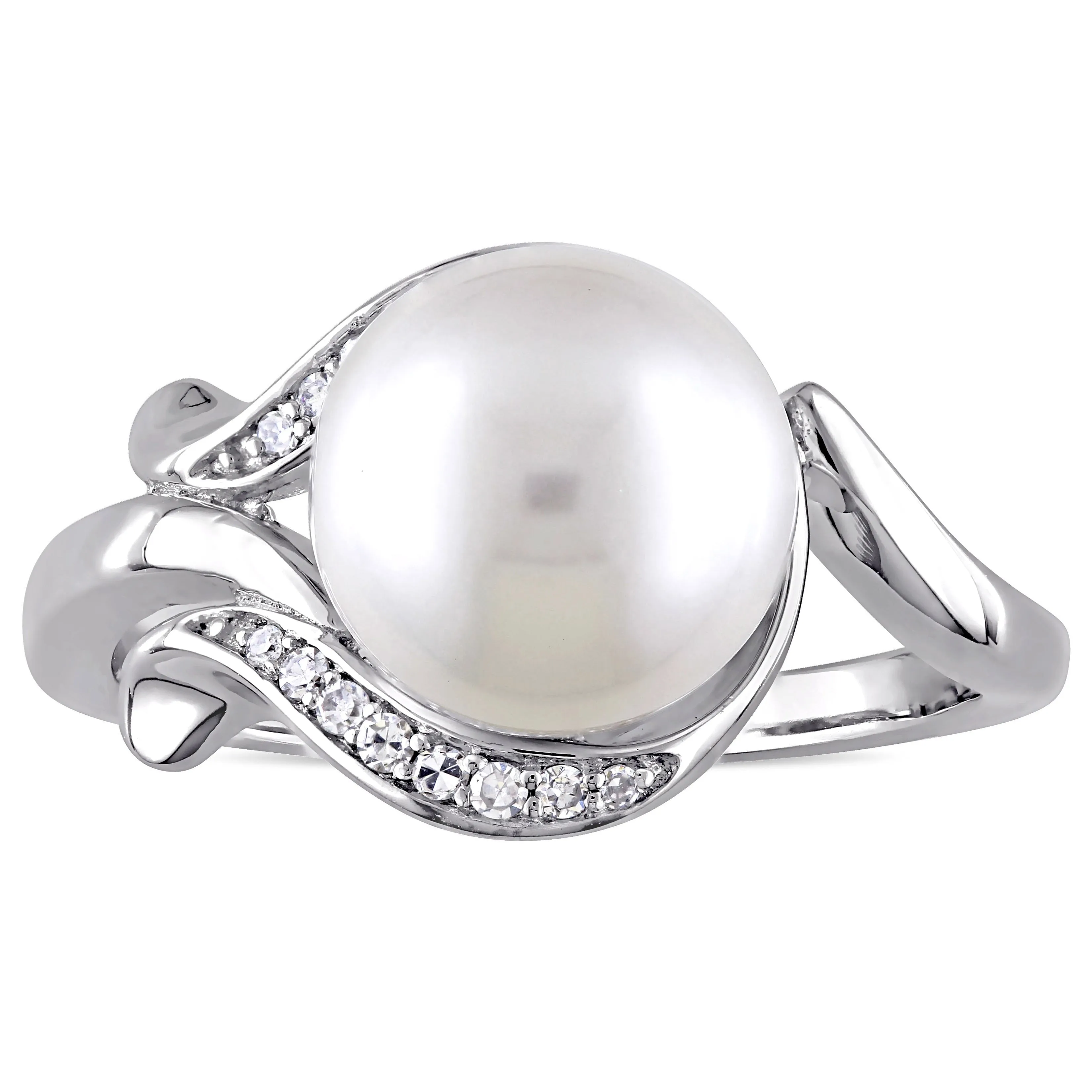 Miadora 8.5-9mm Cultured Freshwater Pearl and Diamond Accent Ring in 10k White Gold sold by Zulily product image thumbnail 2