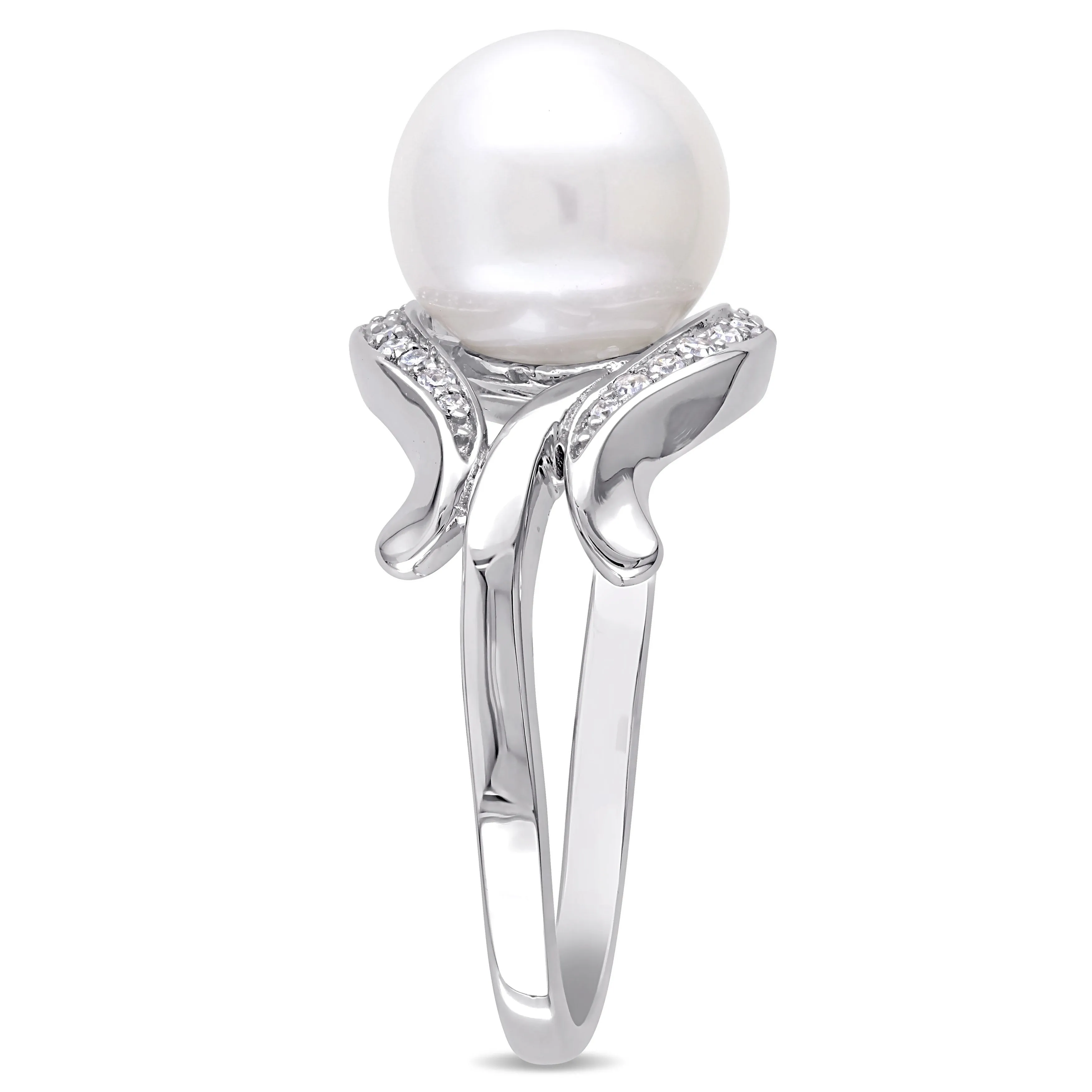 Miadora 8.5-9mm Cultured Freshwater Pearl and Diamond Accent Ring in 10k White Gold sold by Zulily product image thumbnail 3