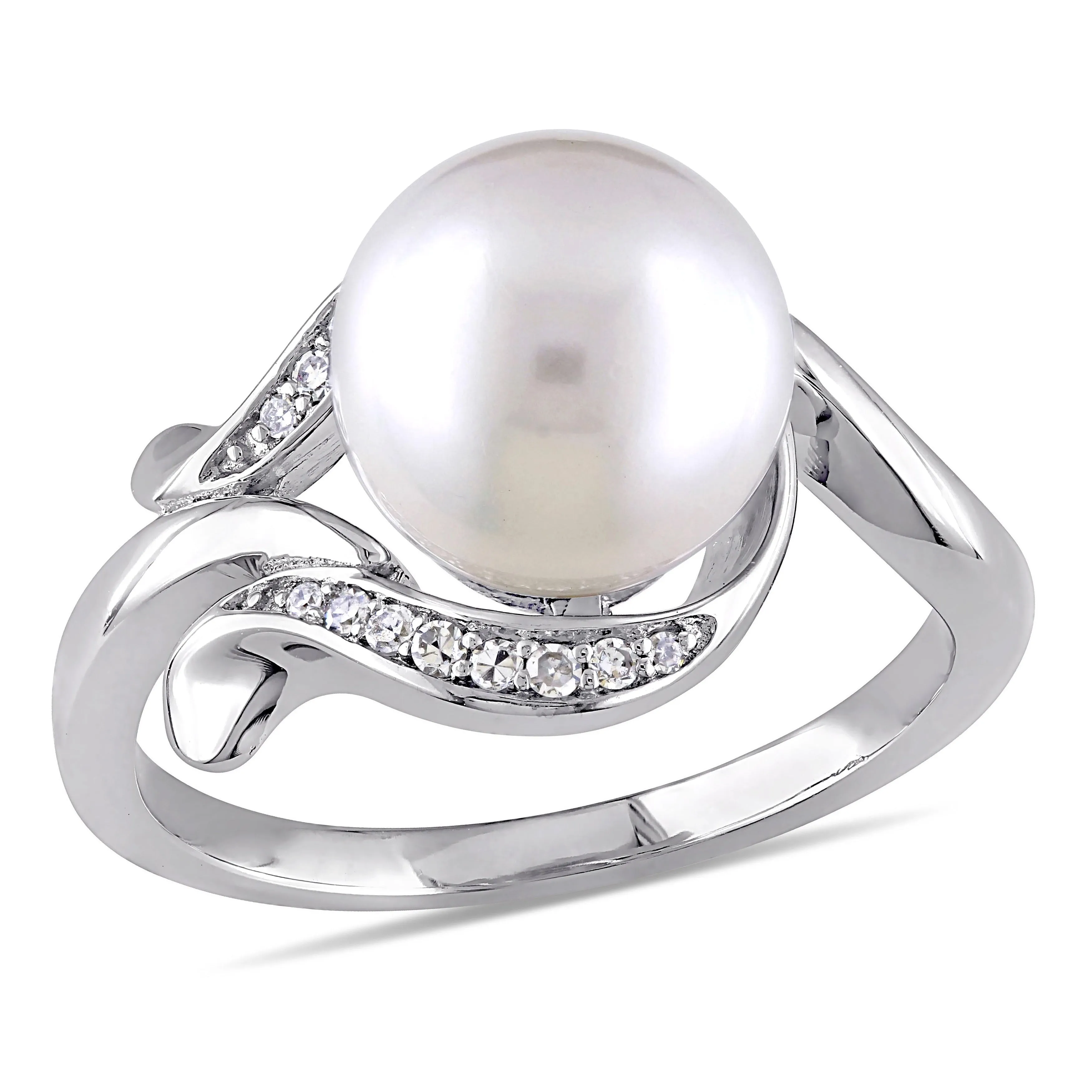 Miadora 8.5-9mm Cultured Freshwater Pearl and Diamond Accent Ring in 10k White Gold sold by Zulily
