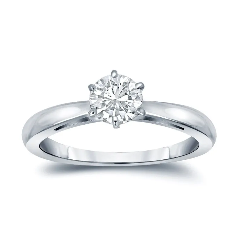 Auriya 1/2ctw Solitaire Moissanite Engagement Ring 6-Prong 14K Gold sold by Zulily