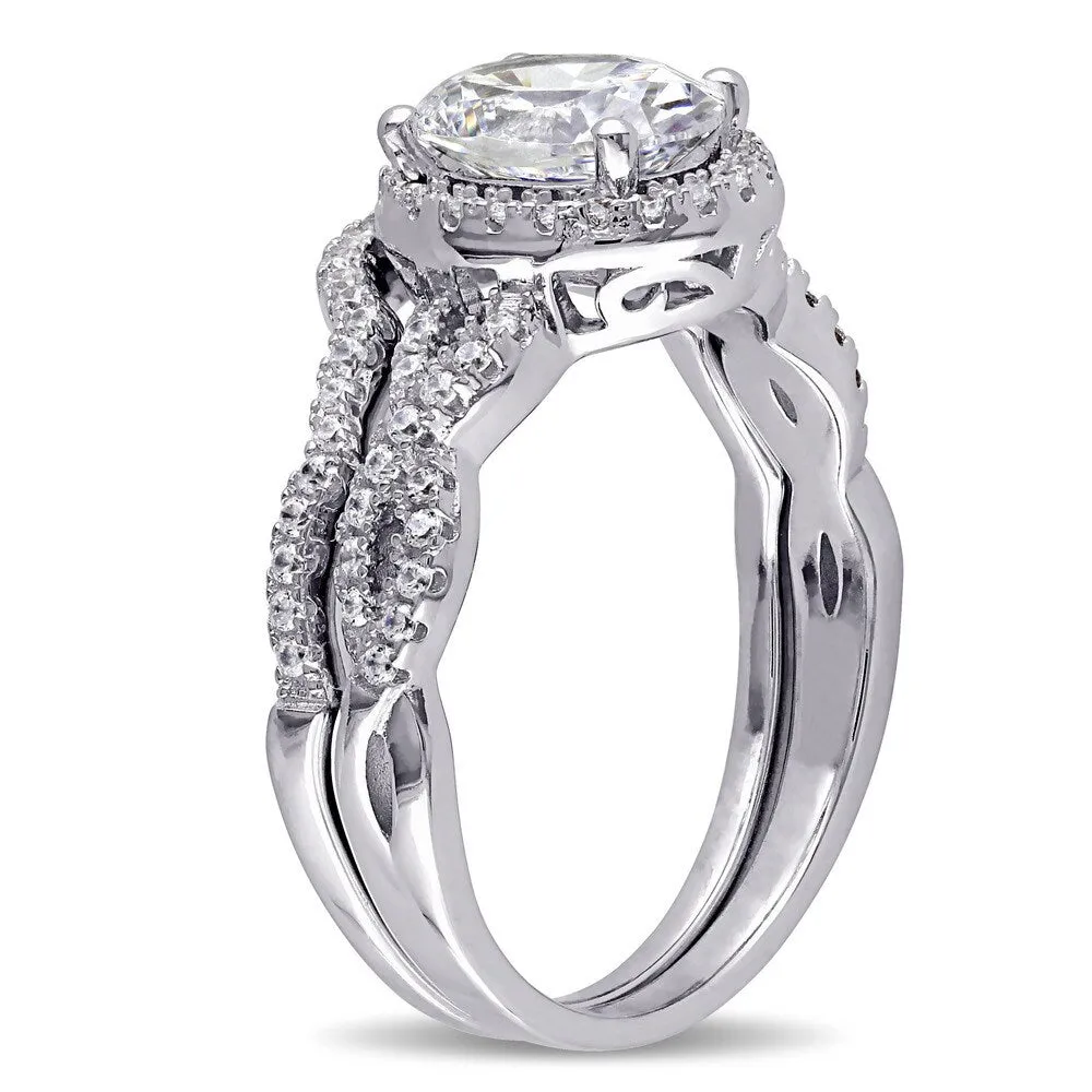 Miadora Sterling Silver Oval and Round-cut Cubic Zirconia Halo Bridal Ring set sold by Zulily product image thumbnail 3