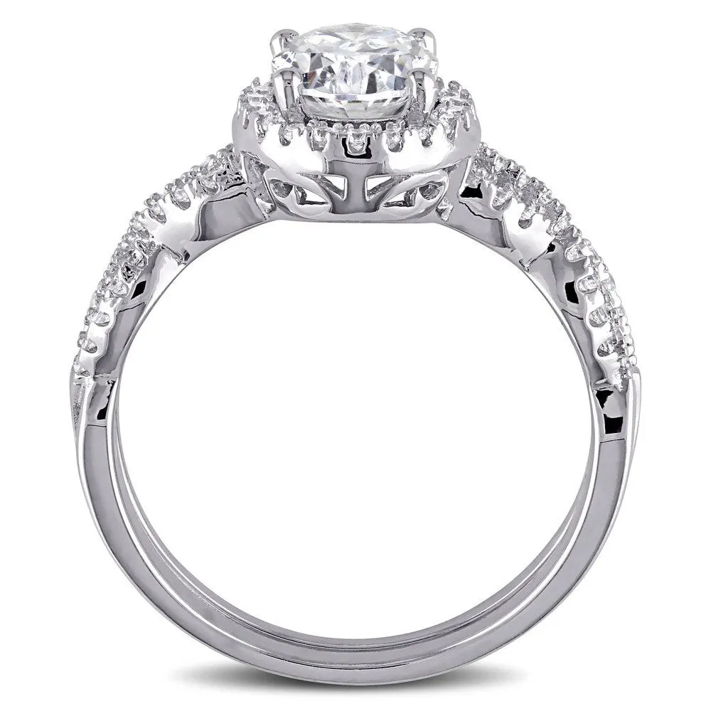 Miadora Sterling Silver Oval and Round-cut Cubic Zirconia Halo Bridal Ring set sold by Zulily product image thumbnail 5