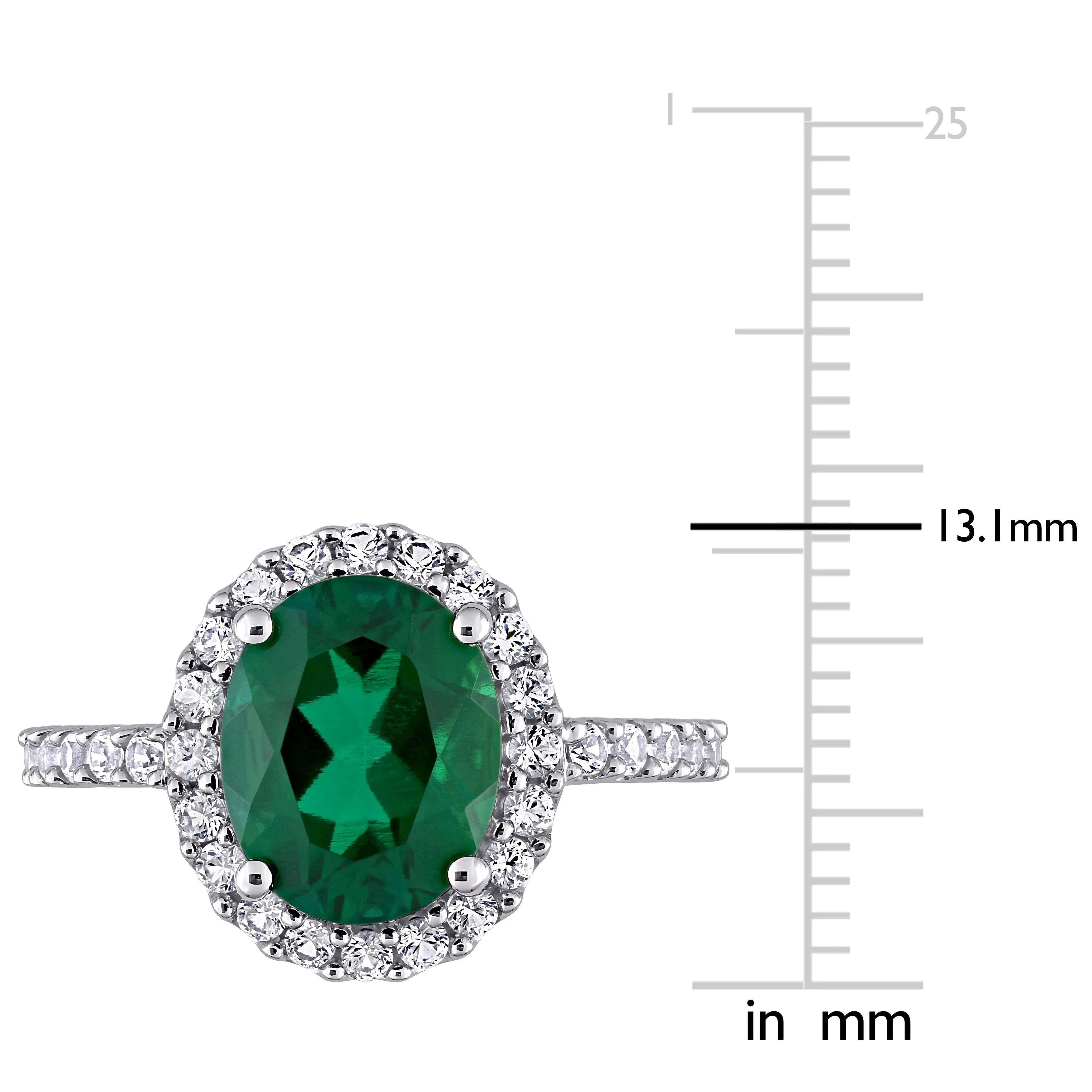 Miadora 10k White Gold Oval-cut Created Emerald and Created White Sapphire Halo Engagement Ring sold by Zulily product image thumbnail 4