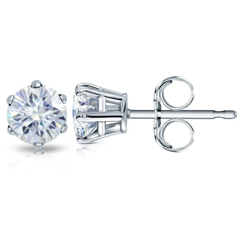 Auriya 1 carat TW Round Moissanite Stud Earrings Platinum - 5 mm made by Zulily