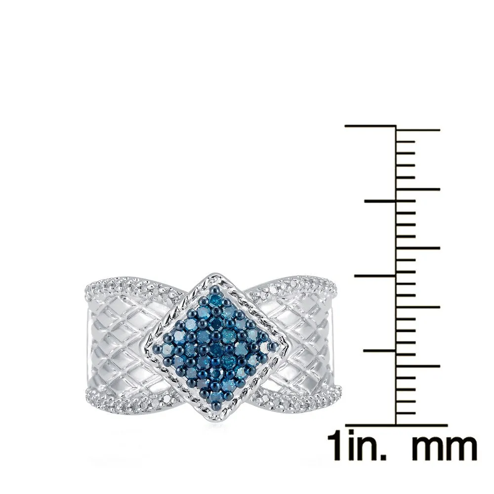 Sterling Silver 1/2 cttw Blue and White Diamond Square Ring sold by Zulily product image thumbnail 3