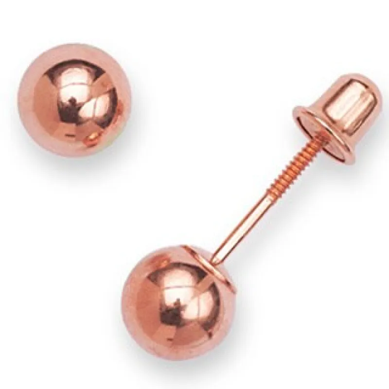 Solid 14k Rose Gold 3-8mm Ball Screw-back Earrings - Pink sold by Zulily