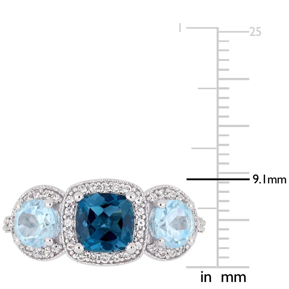 Miadora Sterling Silver London and Sky-Blue Topaz with 1/3ct TDW Diamond 3-Stone Ring sold by Zulily product image thumbnail 4