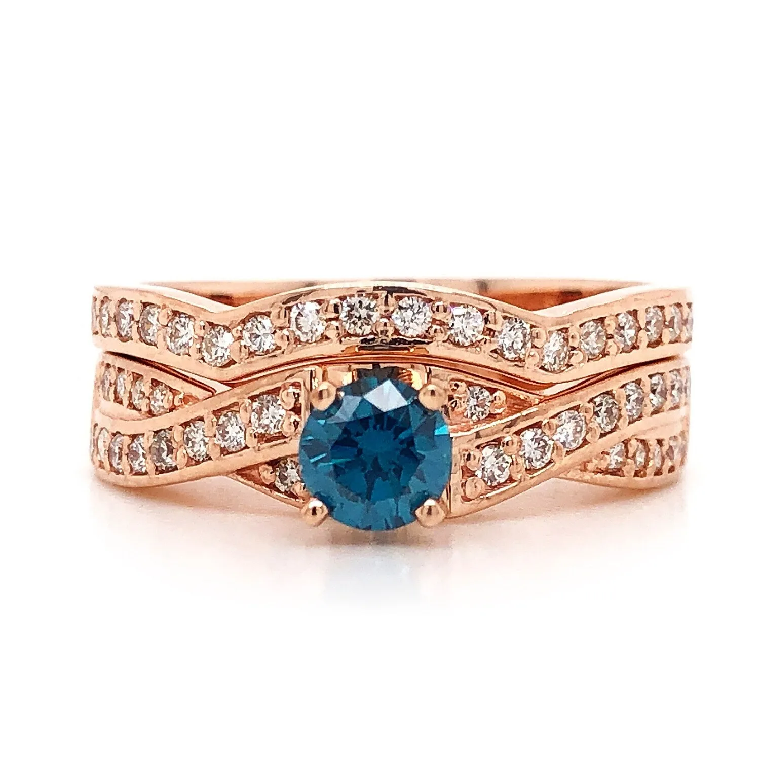 Auriya 14k Rose Gold 3/4ctw Twisted Round Blue Diamond Engagement Ring Set sold by Zulily product image thumbnail 2