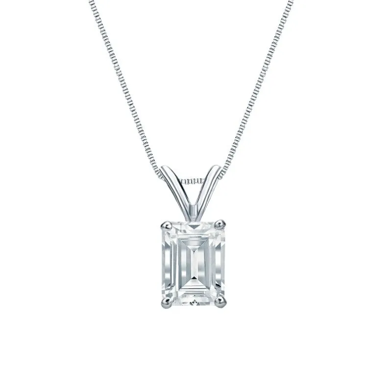 Auriya 18-karat Gold 3.00ctw Emerald Solitaire Lab Grown Diamond Necklace 4-Prong Basket (D-E VVS) - 3 sold by Zulily