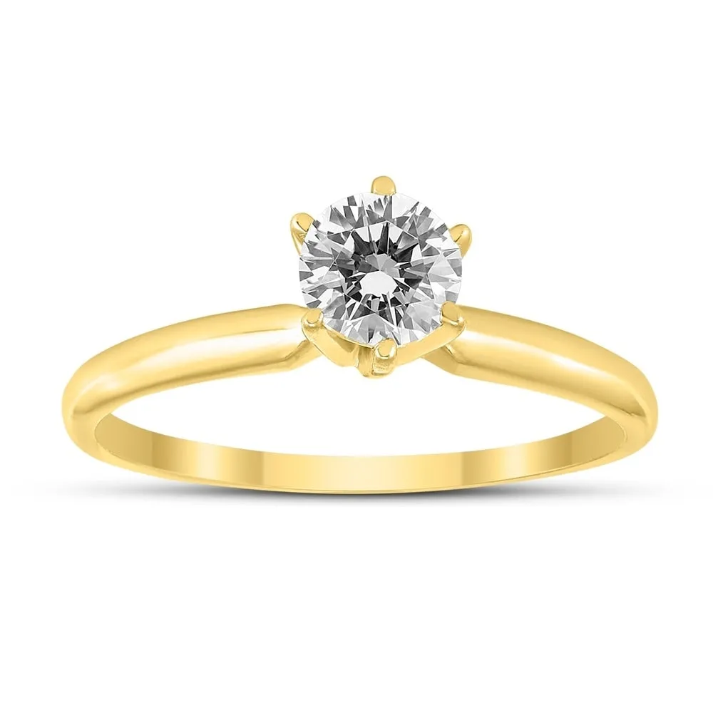 AGS Certified 3/8 Carat Round Diamond Solitaire Ring in 14K Yellow Gold (H-I Color, SI1-SI2 Clarity) sold by Zulily product image thumbnail 3