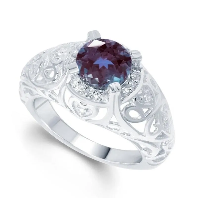 Sterling Silver Color Changing Alexandrite & White Topaz Solitaire Ring sold by Zulily