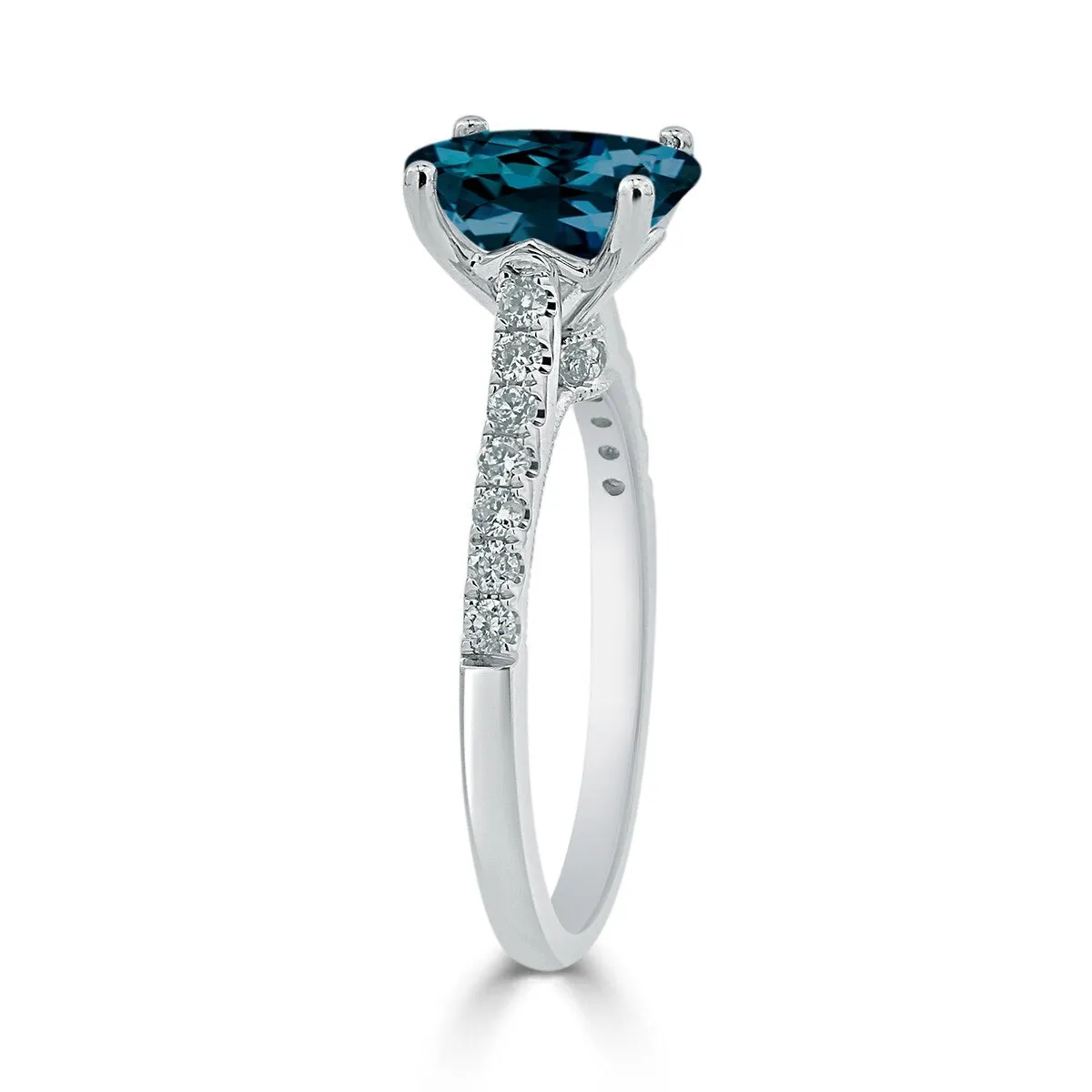 Auriya 1 1/2ct Fancy Oval London Blue Topaz and Diamond Engagement Ring 1/4ctw 14k Gold sold by Zulily product image thumbnail 4