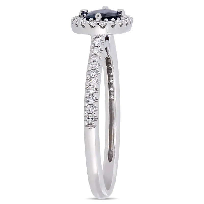 Miadora 5/8ct TGW Sapphire and 1/5ct TW Diamond Floating Halo Ring in 14k White Gold sold by Zulily