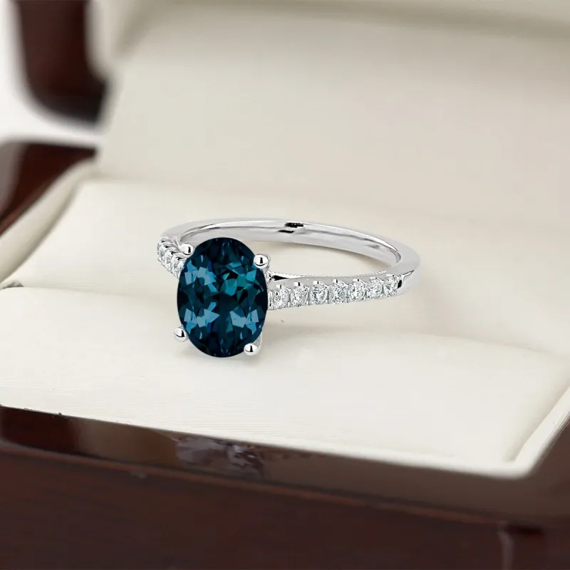 Auriya 1 1/2ct Fancy Oval London Blue Topaz and Diamond Engagement Ring 1/4ctw 14k Gold sold by Zulily