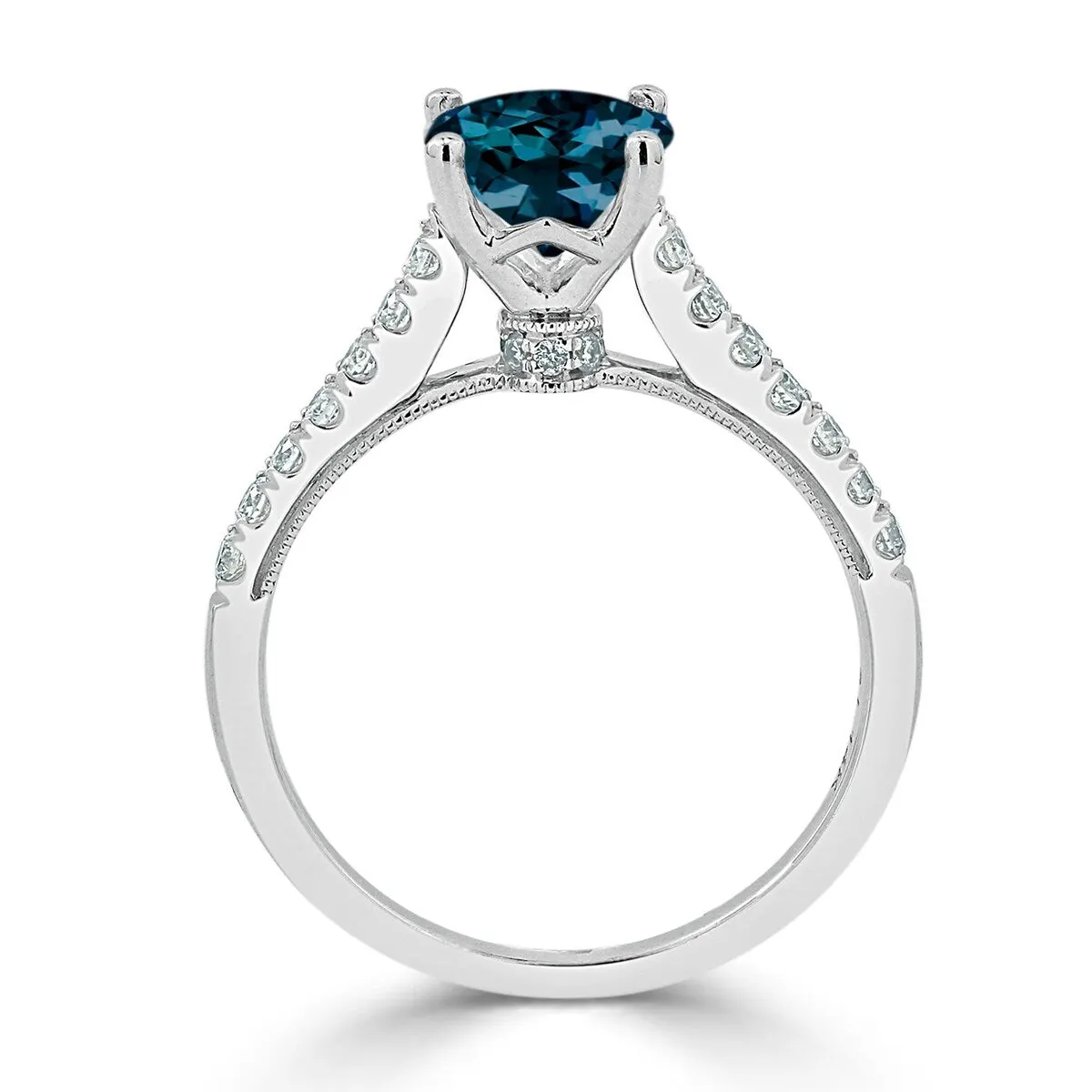 Auriya 1 1/2ct Fancy Oval London Blue Topaz and Diamond Engagement Ring 1/4ctw 14k Gold sold by Zulily product image thumbnail 5