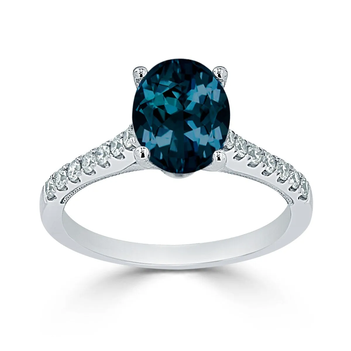 Auriya 1 1/2ct Fancy Oval London Blue Topaz and Diamond Engagement Ring 1/4ctw 14k Gold sold by Zulily product image thumbnail 3