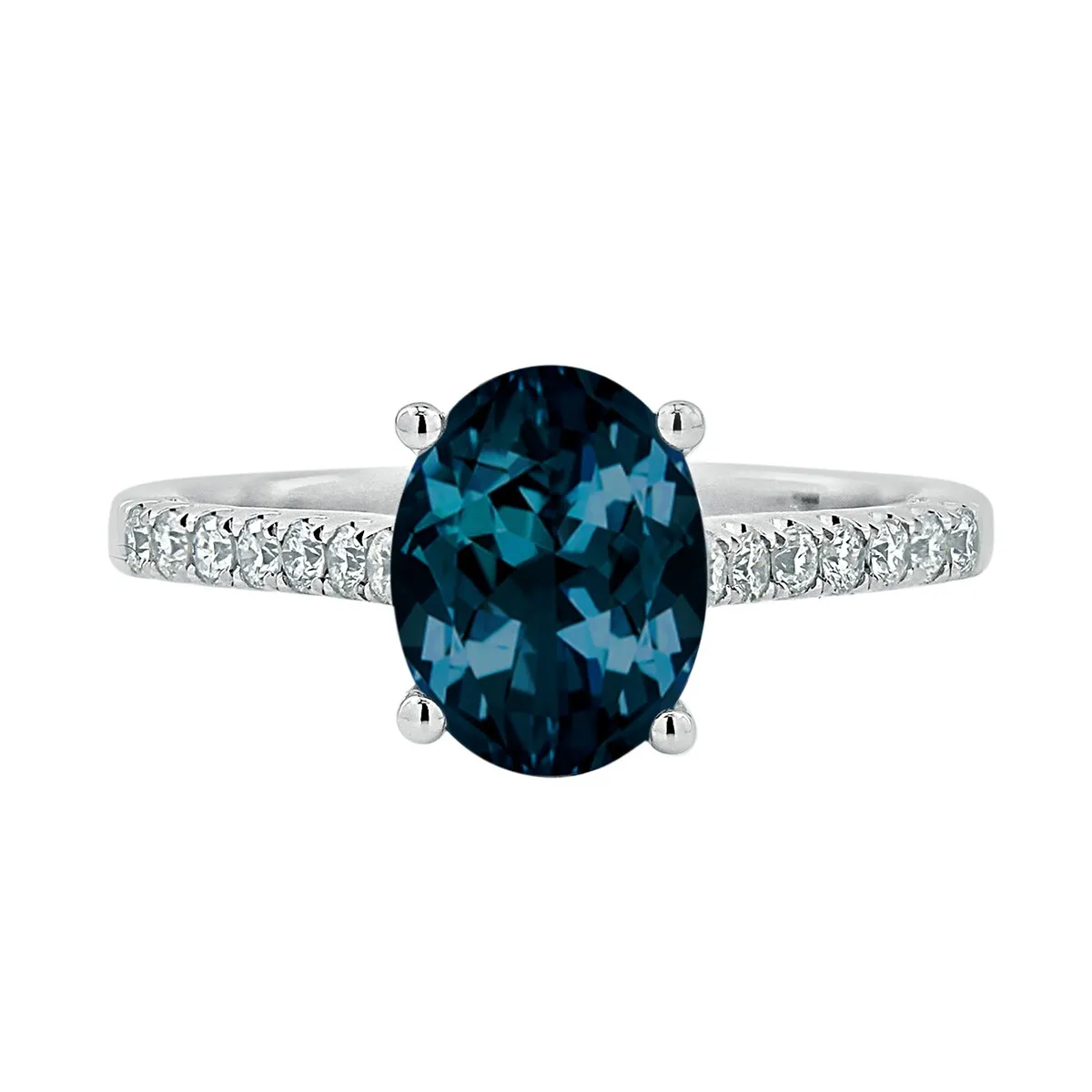 Auriya 1 1/2ct Fancy Oval London Blue Topaz and Diamond Engagement Ring 1/4ctw 14k Gold sold by Zulily product image thumbnail 2