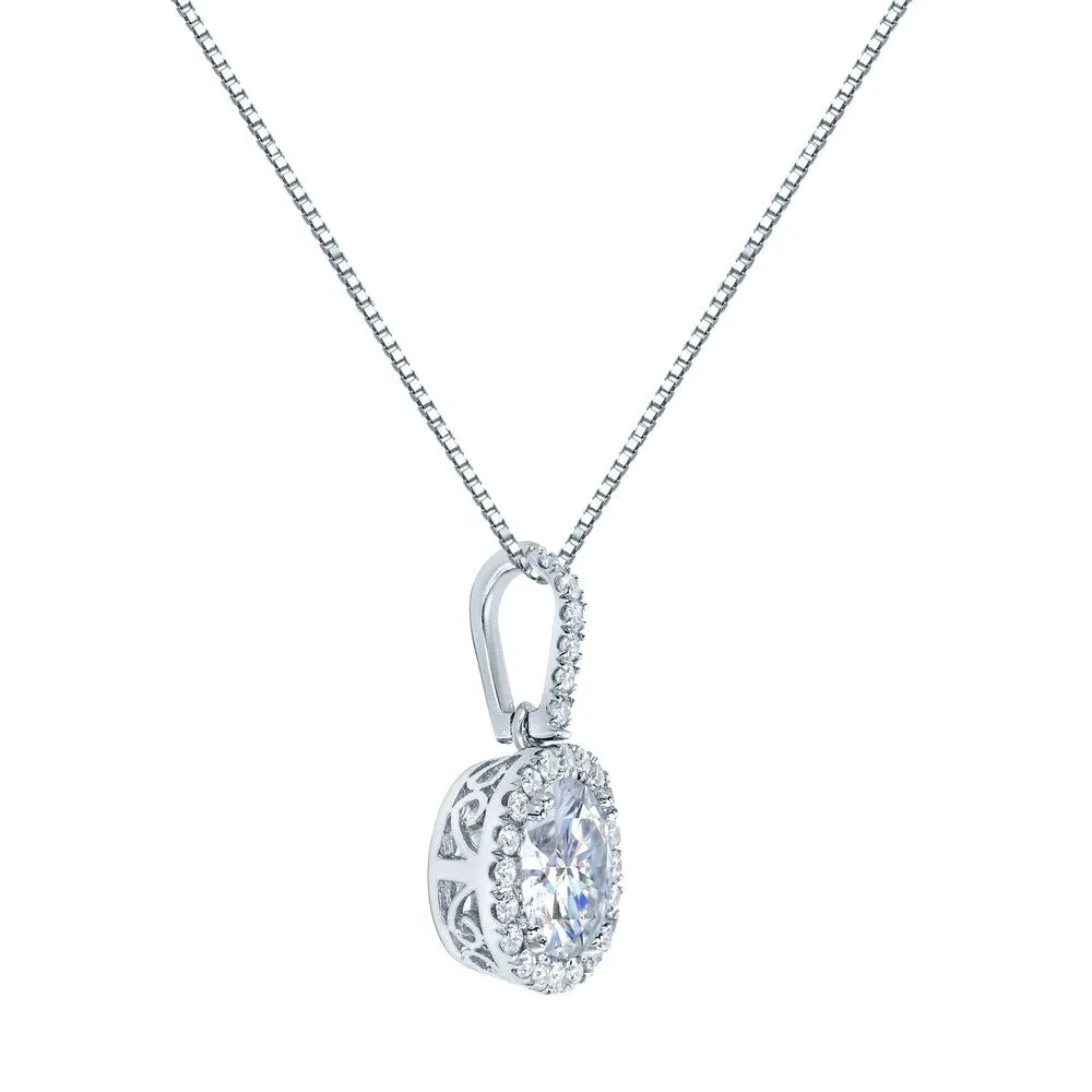 Auriya 14k Gold 1 1/2ct Halo Moissanite and Diamond Necklace 1/5ct TDW sold by Zulily product image thumbnail 4