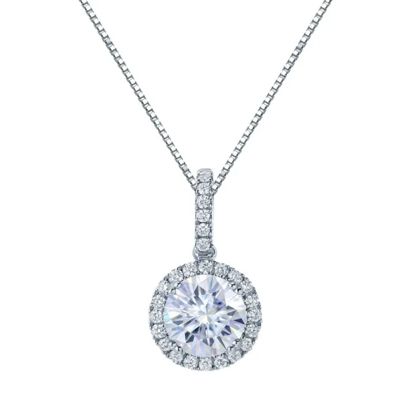 Auriya 14k Gold 1 1/2ct Halo Moissanite and Diamond Necklace 1/5ct TDW sold by Zulily