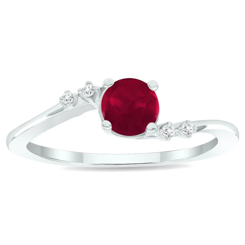 Women's Ruby and Diamond Tierra Ring in 10K White Gold sold by Zulily